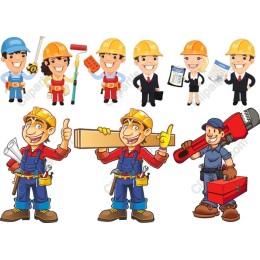 Construction Crew Cartoon Set