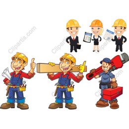 Cheerful Construction Worker Set