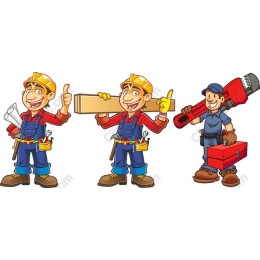 Cheerful Construction Worker Set