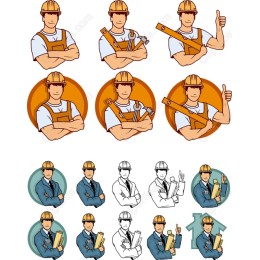 Construction Workers Clipart Set - Bundle