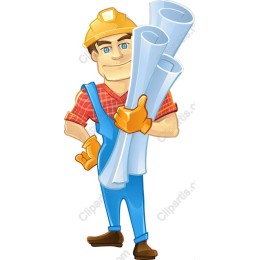 Construction Worker with Blueprints
