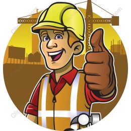 Cheerful Construction Worker Thumbs-Up