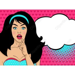 Retro Glam Woman with Speech Bubble