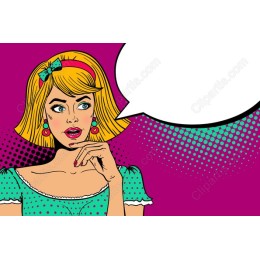 Retro Pop Art Woman with Speech Bubble