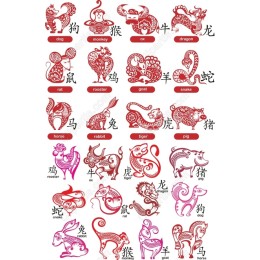 Chinese Zodiac Clipart Bundle