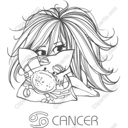 Whimsical Cancer Zodiac Line Art