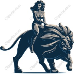 Majestic Strength: Woman on Lion