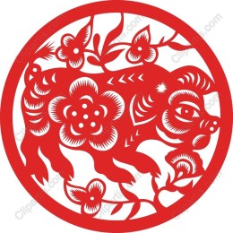 Lunar New Year Floral Pig