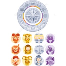 Zodiac Clipart Set - 12 Whimsical Astrological