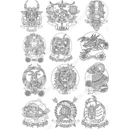 Zodiac Clipart Bundle: 12 Unique