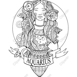 Aquarius Zodiac Line Art