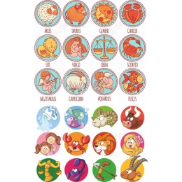 Zodiac Clipart Bundle: Whimsical of 12 Signs