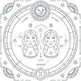 Gemini Zodiac Line Art