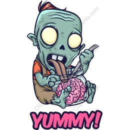 Zany Zombie Eating Brain