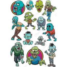 Zombie Clipart Set - 12 Whimsical